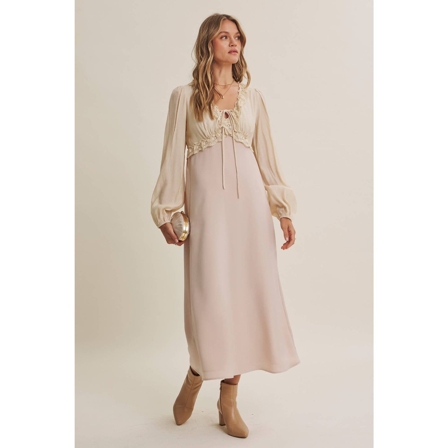 CHAMPAGNE ROSE MIDI DRESS