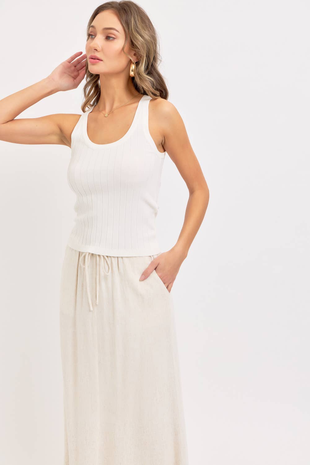 LINEN PULLOVER MAXI SKIRT