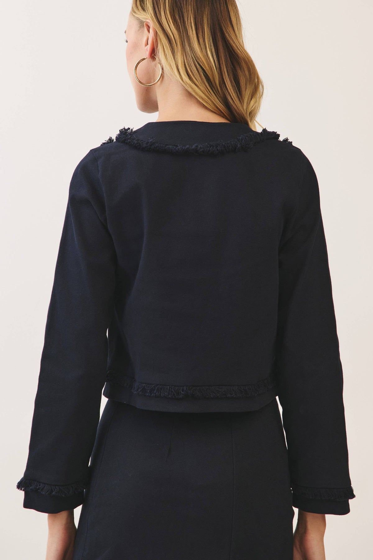 Fringe Trim Button Front Jacket