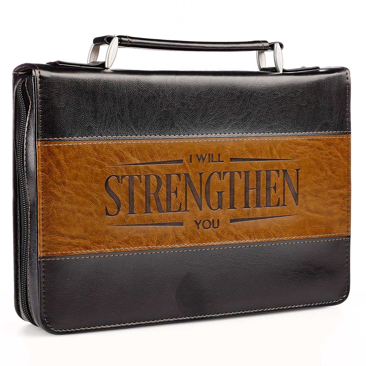 Bible Cover Classic Black/Brown Strengthen Isa. 41:10