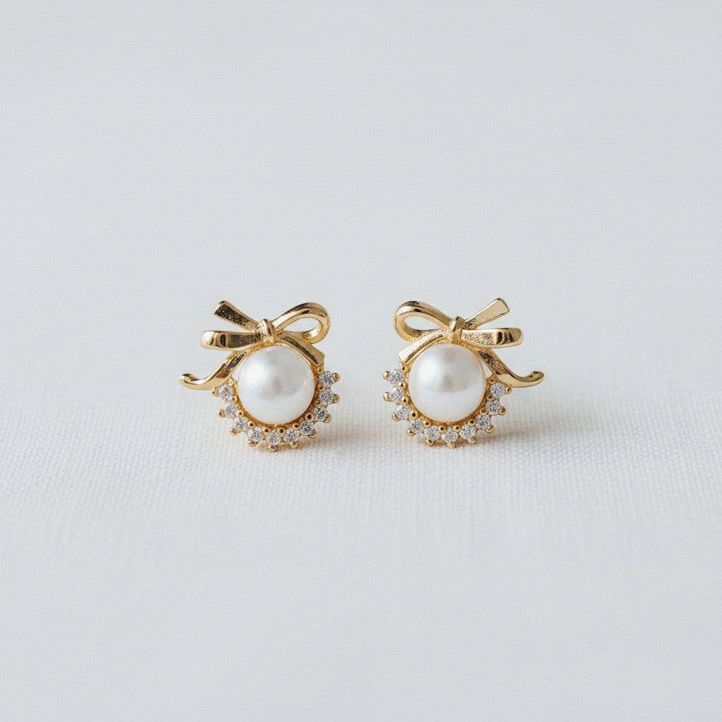 Chic Pearl Bow Drop Earrings