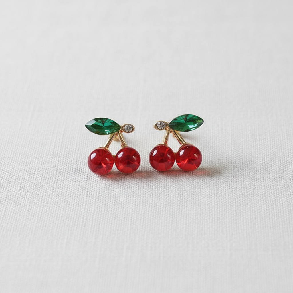Cherry Drop Stud Earrings