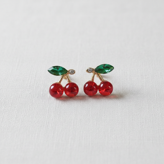 Cherry Drop Stud Earrings