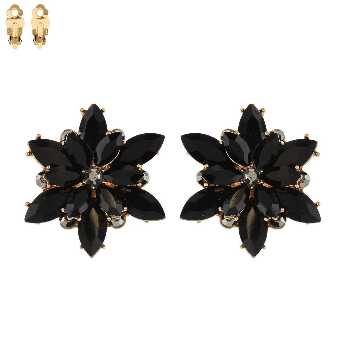 Flower Snowflake Evening Clip On Earrings