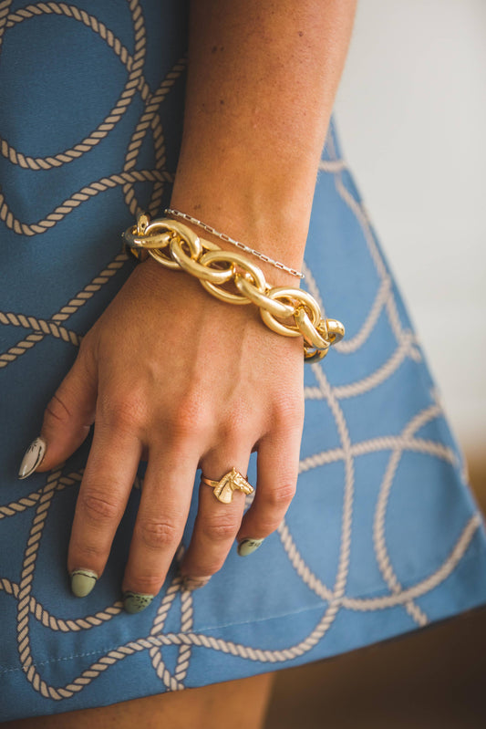 18K Gold Plated Chunky Chain Stretch Bracelet
