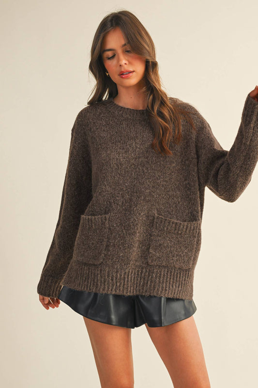 FRONT PATCH POCKET SWEATER TOP