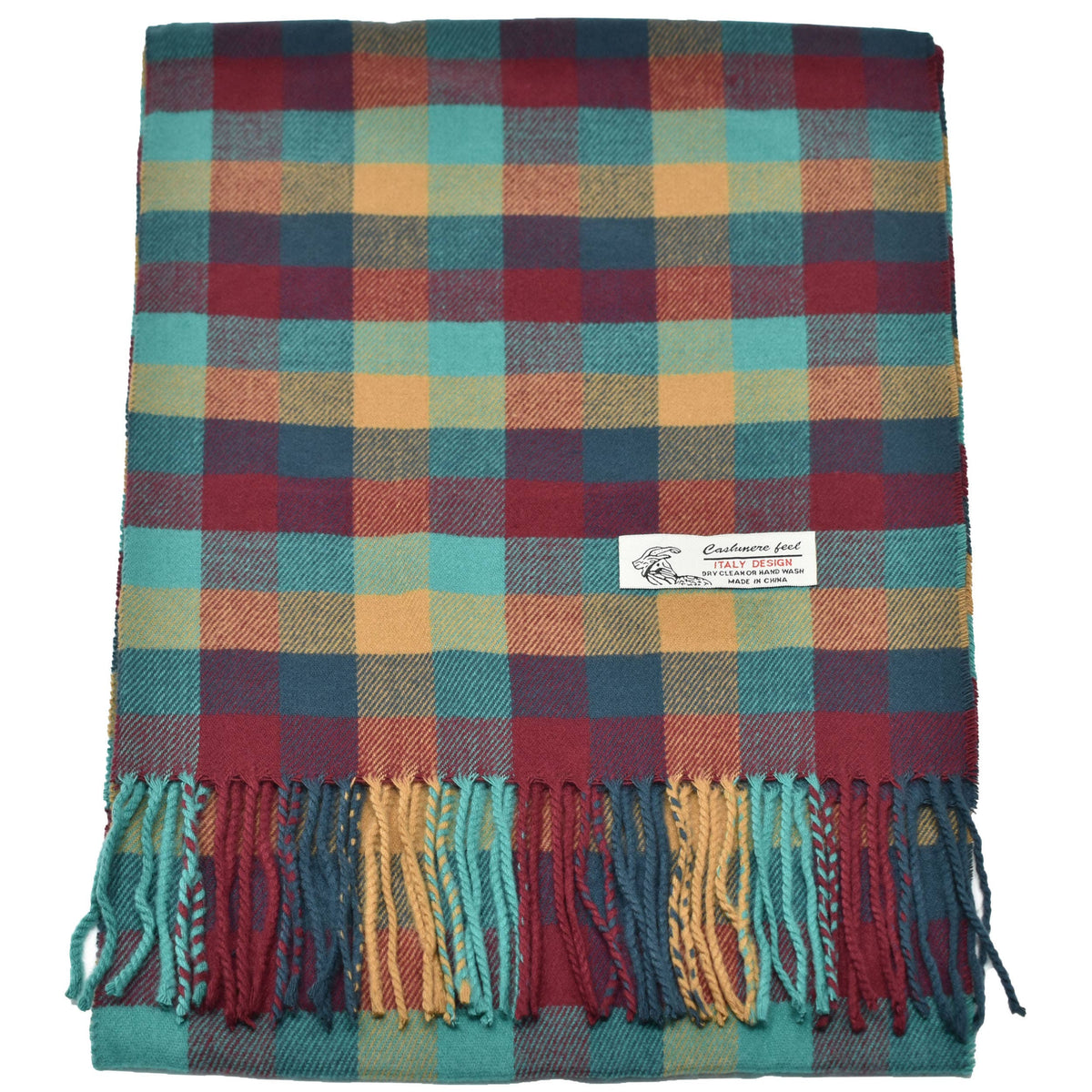 Winter Scarf Colorful Plaid Soft Cashmere Feel Muffler
