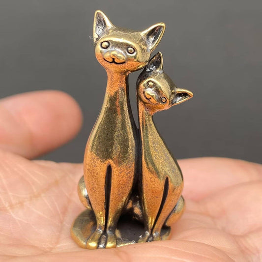 Brass Couple Cats Crafts Decoration Desktop Ornaments