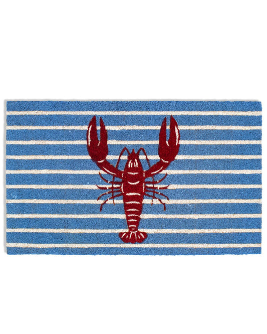 Crawfish Stripe Coir Doormat   Palace/Red   18x30