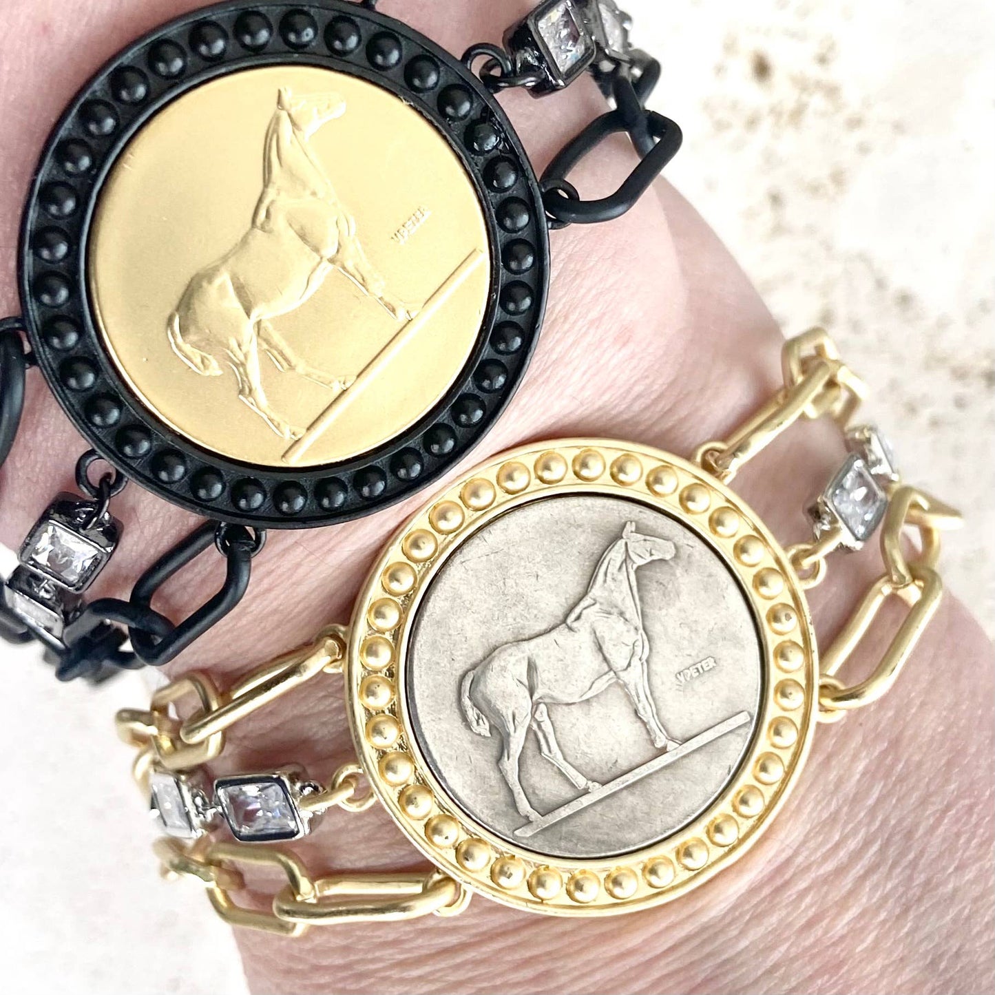 Horse Coin Statement Bracelet - Country Western Equestrian