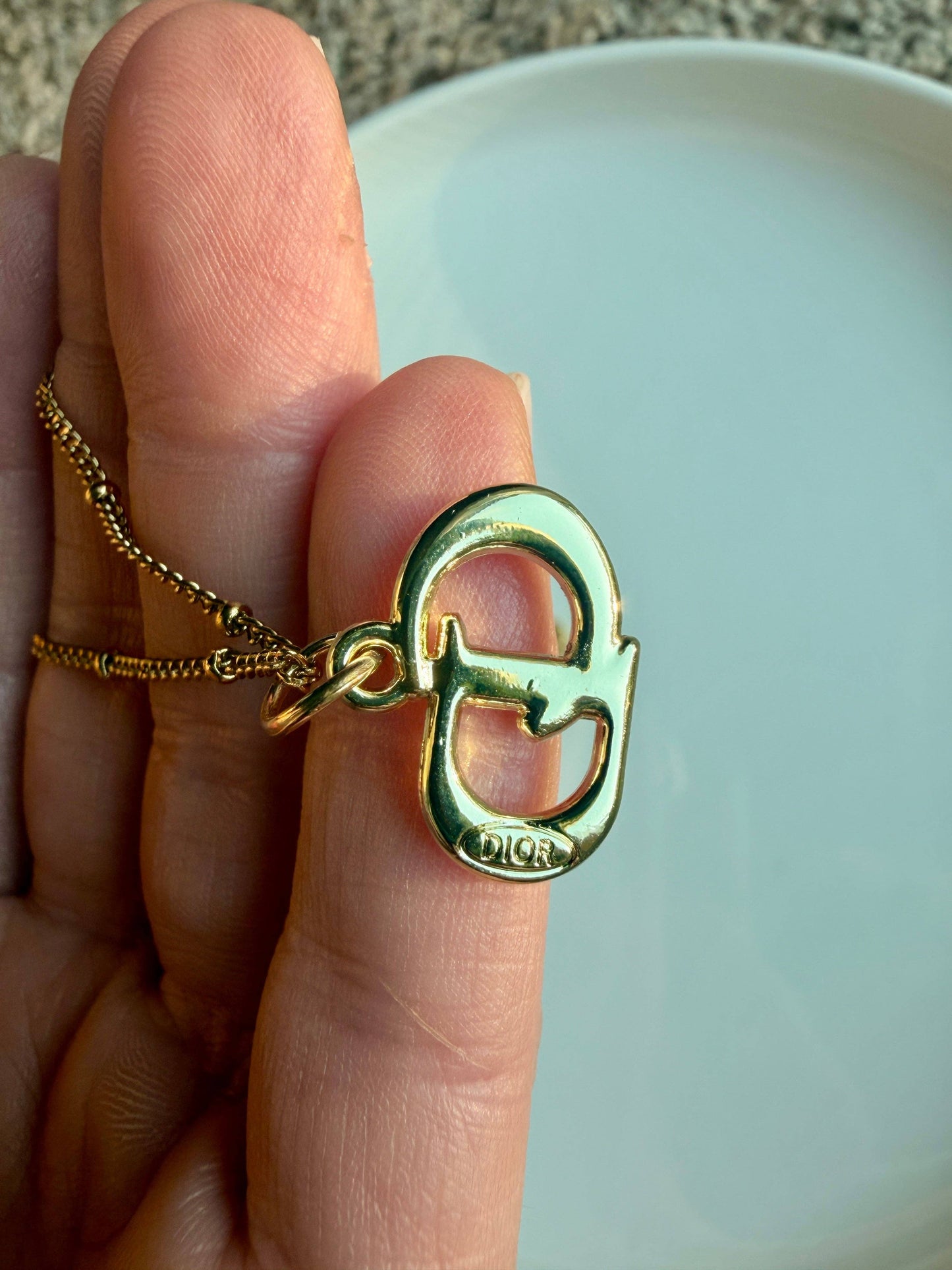 Upcycled Dior Gold Pendant Necklace