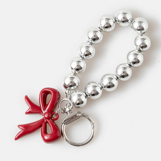 Red Bow Charm Beaded Bag Chain