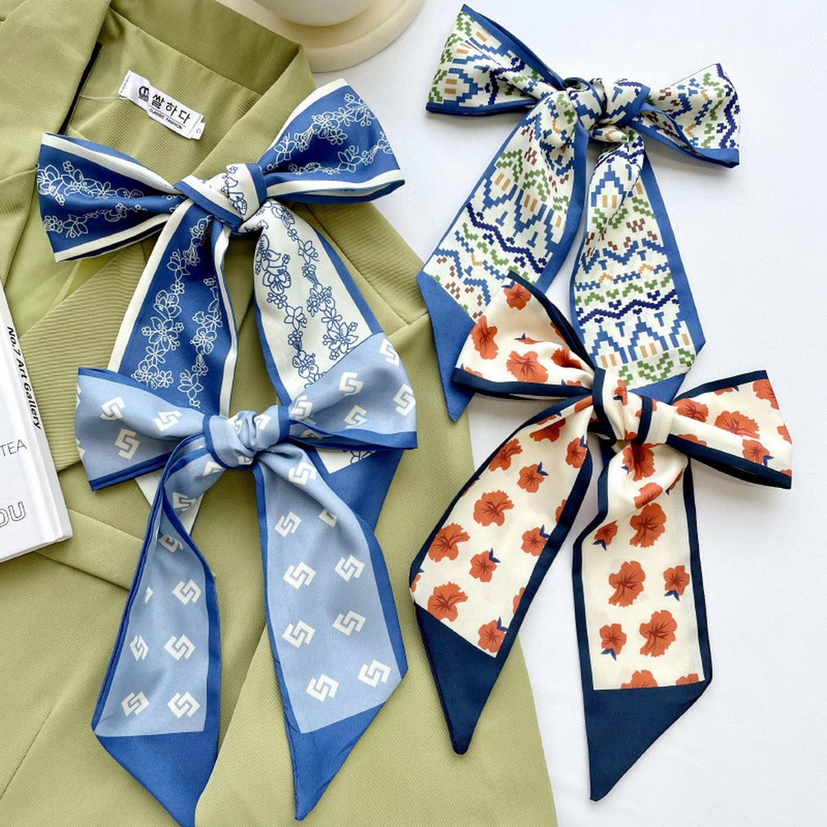 NARROW AND LONG FLOWER SCARF