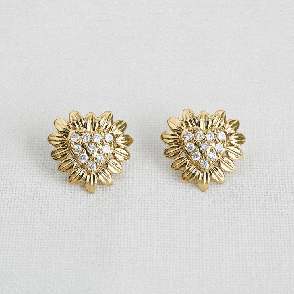 Charming Heart-Shaped Floral Drop Earrings