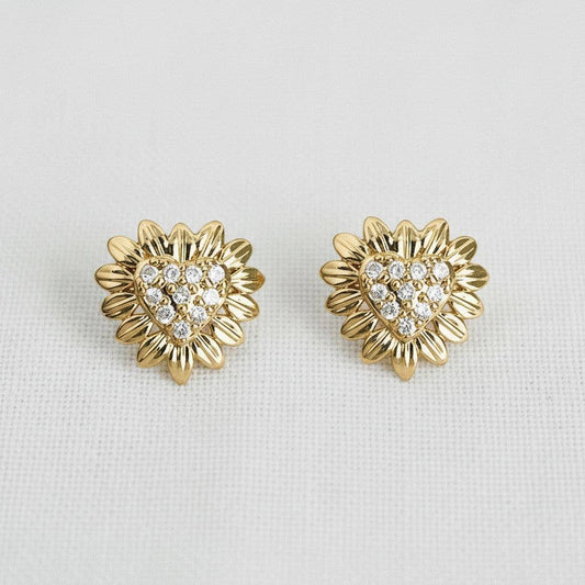 Charming Heart-Shaped Floral Drop Earrings