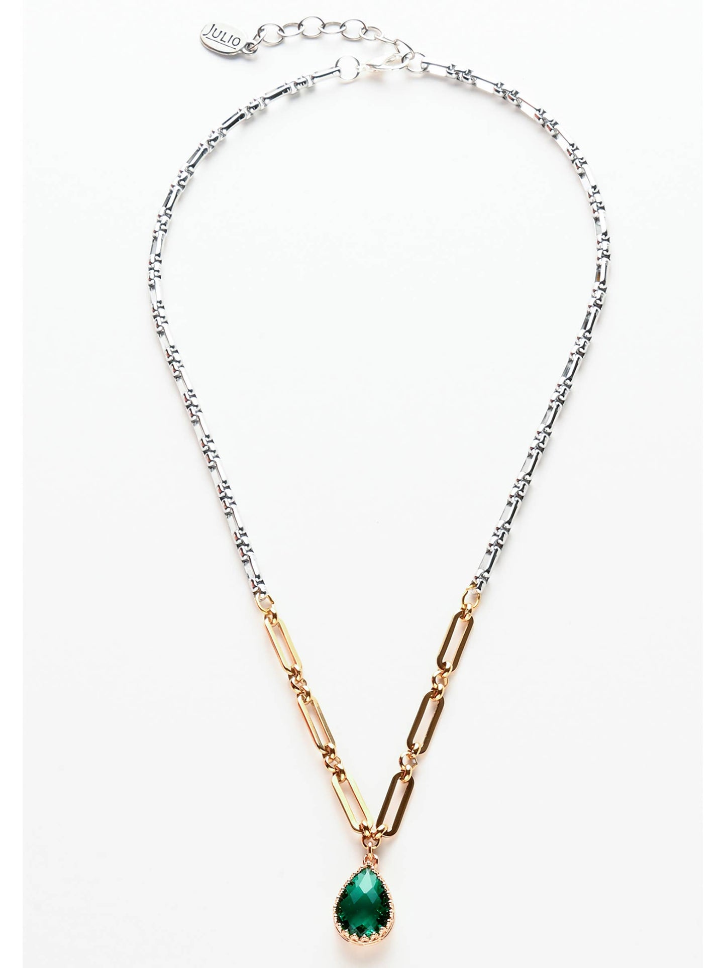 Mabank Faceted Crystal Pendant on Duo-Textured Chain