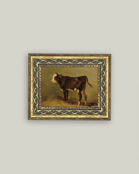 Vintage Calf Framed Antique Art