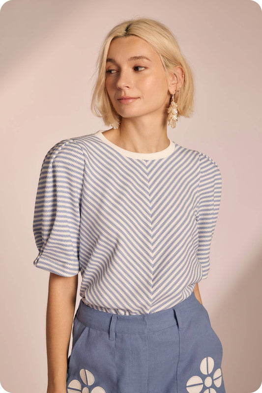 Herringbone Striped Knit Tee Top
