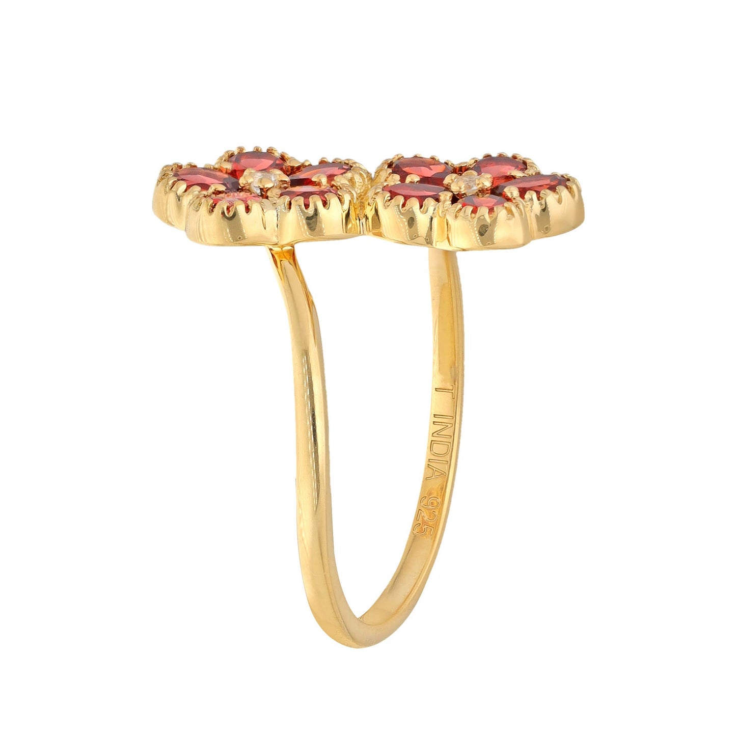 Garnet Blossom Bypass Ring