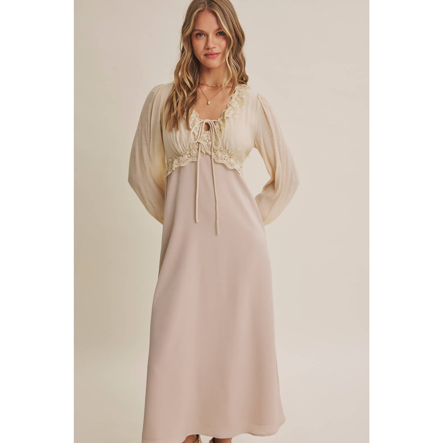 CHAMPAGNE ROSE MIDI DRESS