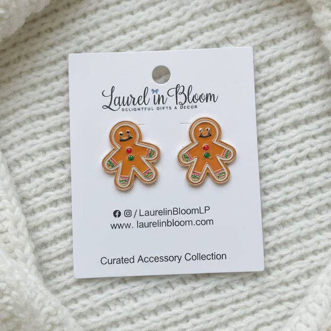 Mr. Gingerbread Man Cookie Stud Earrings