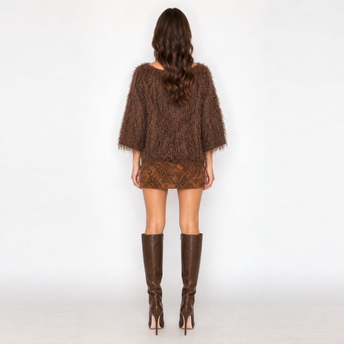 Chocolate Eyelash Knit Boatneck Sweater