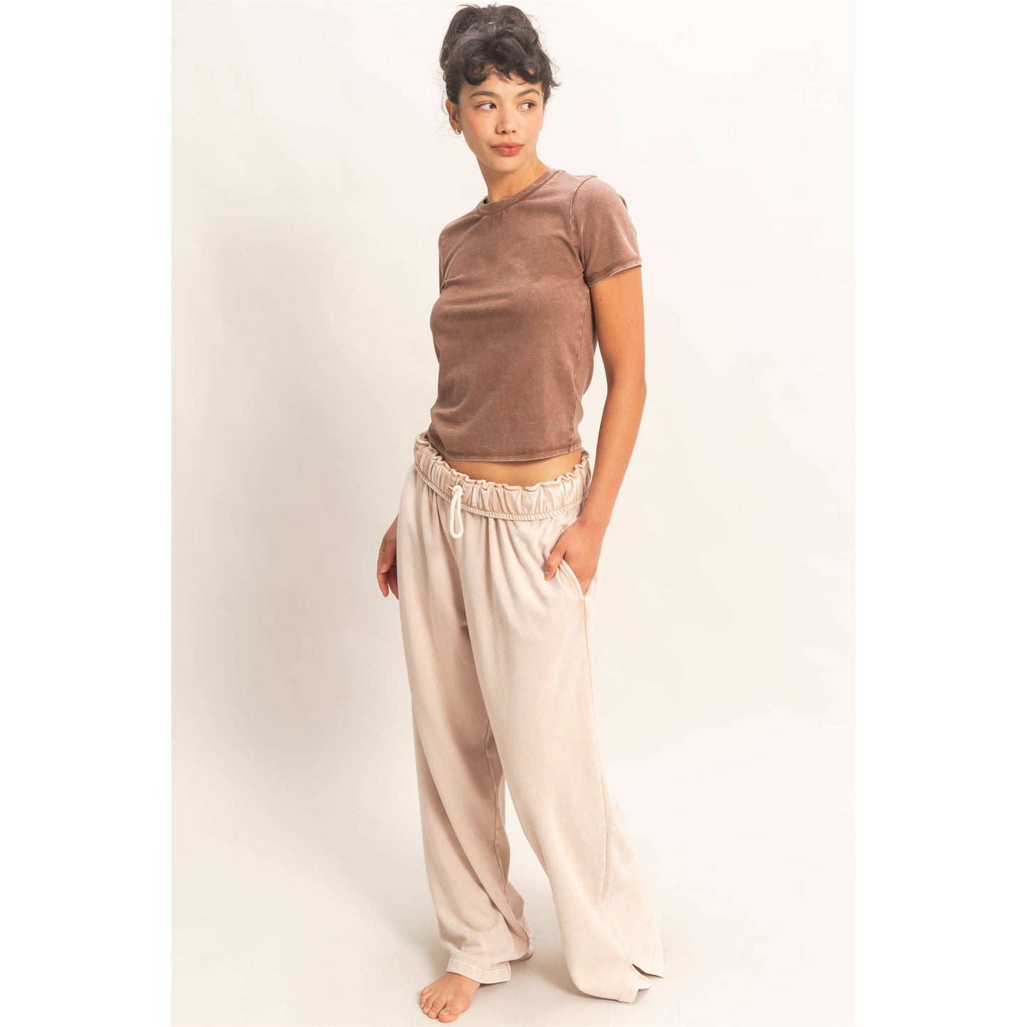 LAST CHANCE - Mineral Washed Short Sleeve Crew Neck Top
