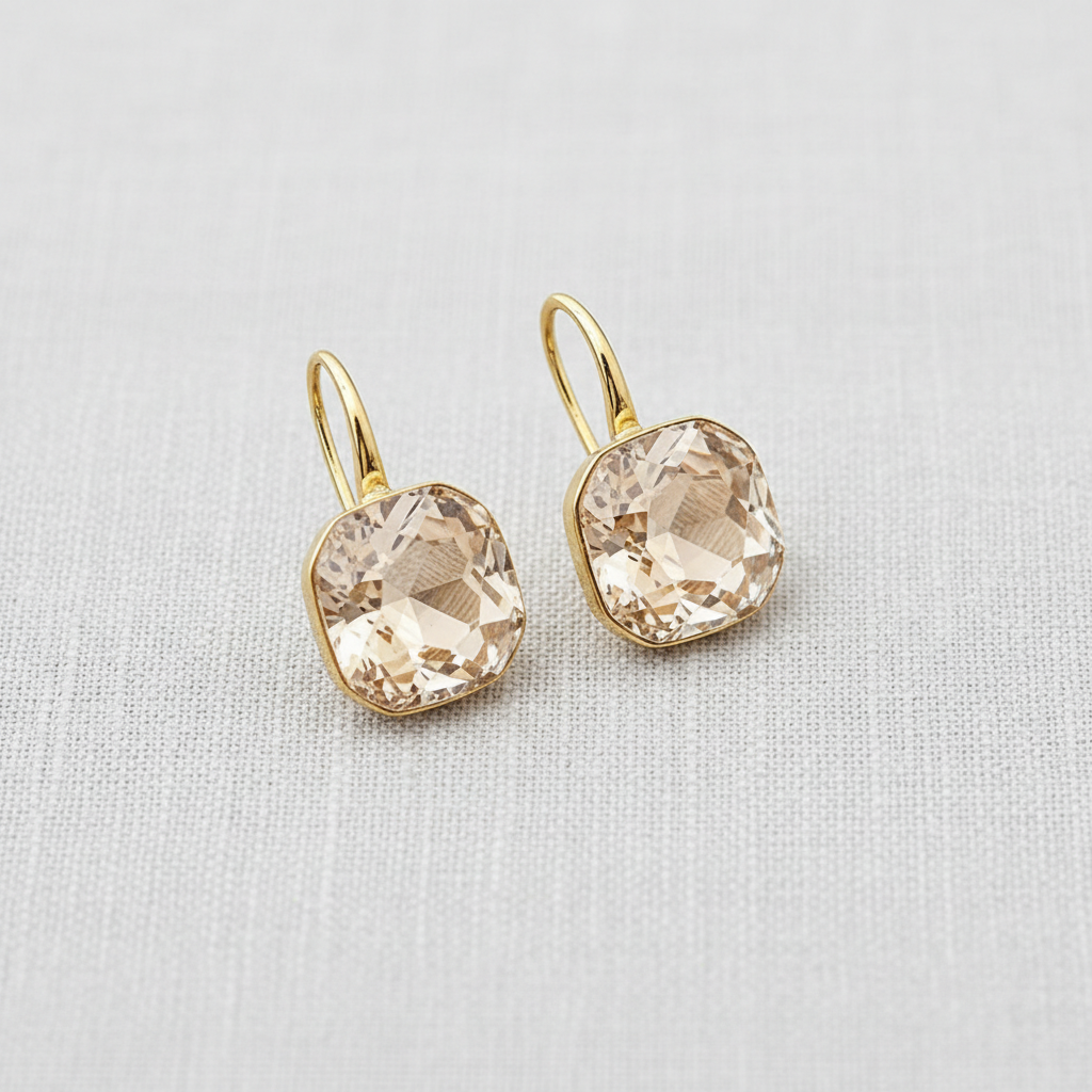 Large Square Crystal Stud Earrings
