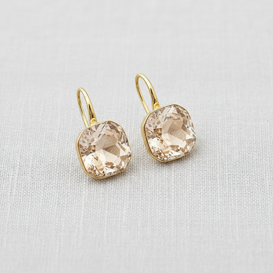 Large Square Crystal Stud Earrings