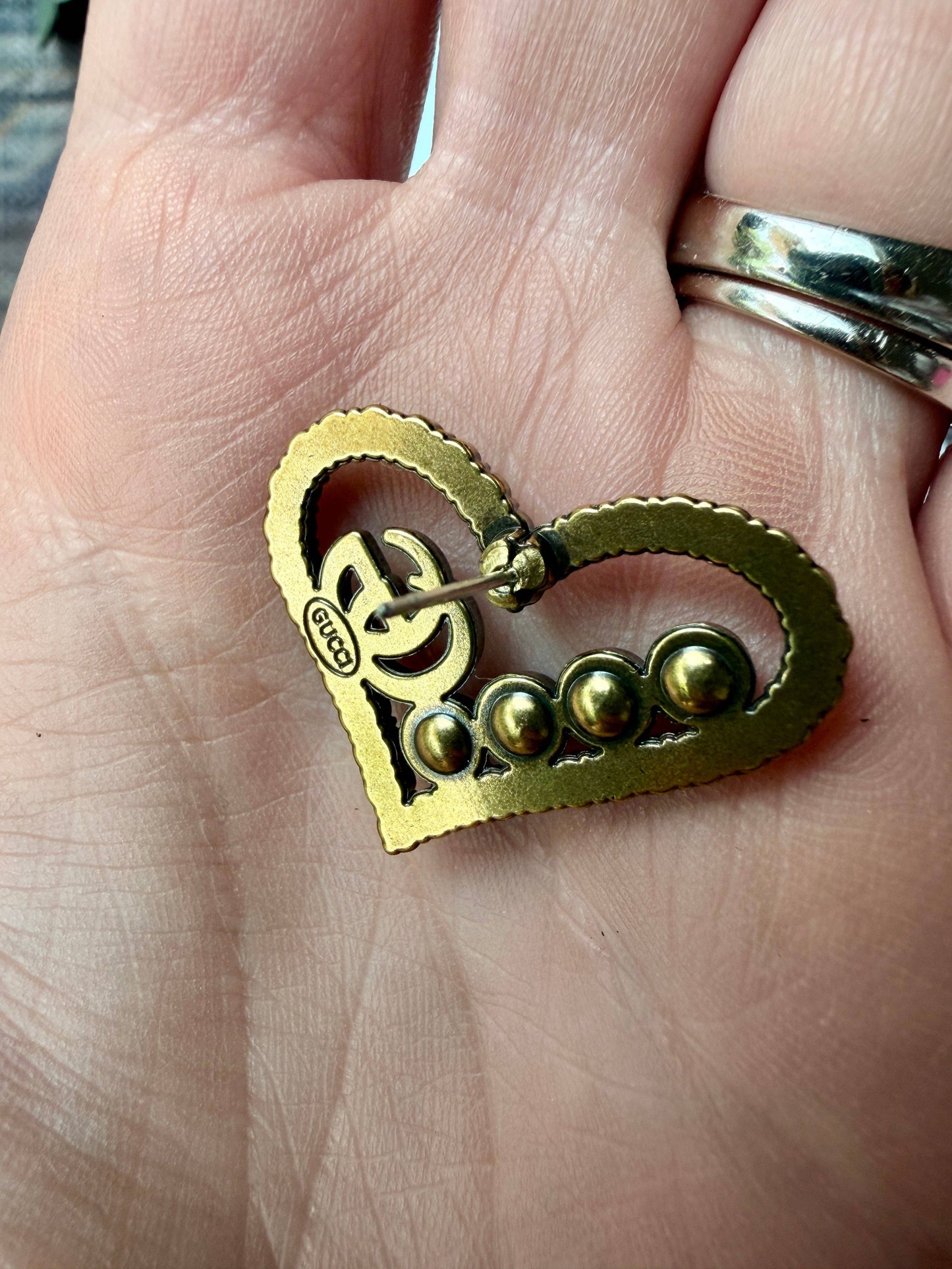 Upcycled Gucci Pearled Hearts Earrings