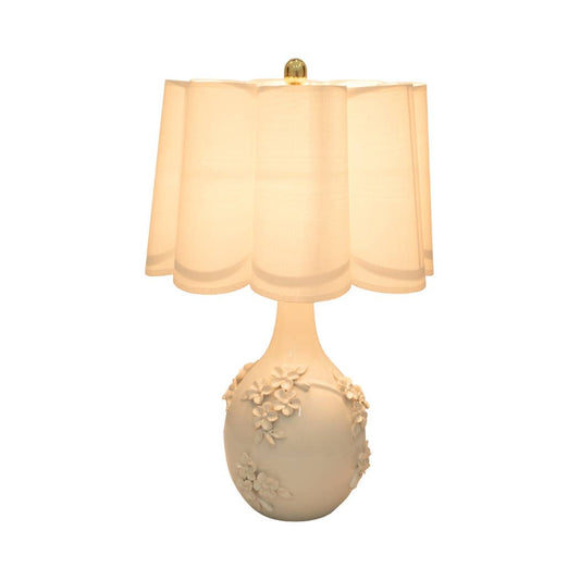 Ivory 25 in. Ceramic Floral Applique Table Lamp