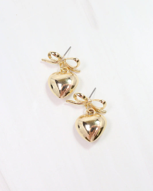 Catie Bow Heart Earring GOLD