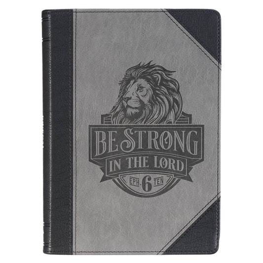 Journal Classic Gray Lion Be Strong in the Lord Eph. 6:10