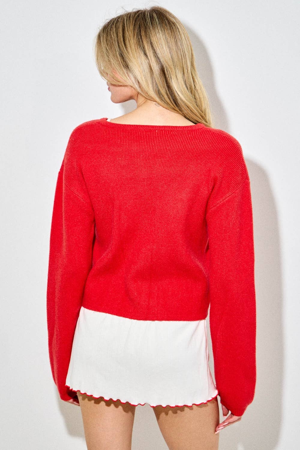 SANTA BABY BEADED BUTTON SWEATER CARDIGAN