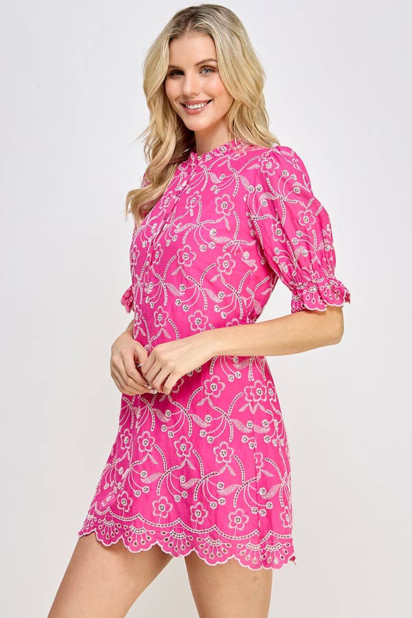 Eyelet Back Tie Mini Dress