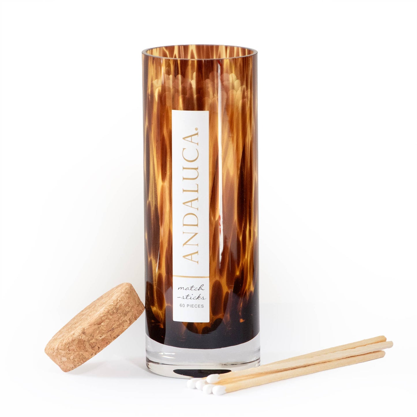 Tortoise Glass Jar with Cork Lid & 60 Wooden Matches