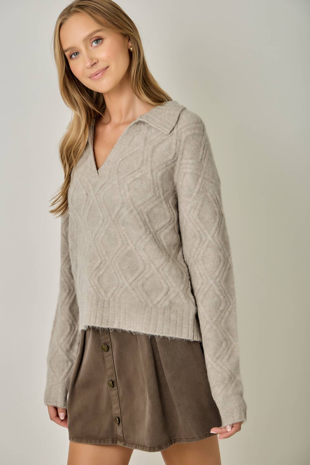 Diamond Textured Mohair Pullover