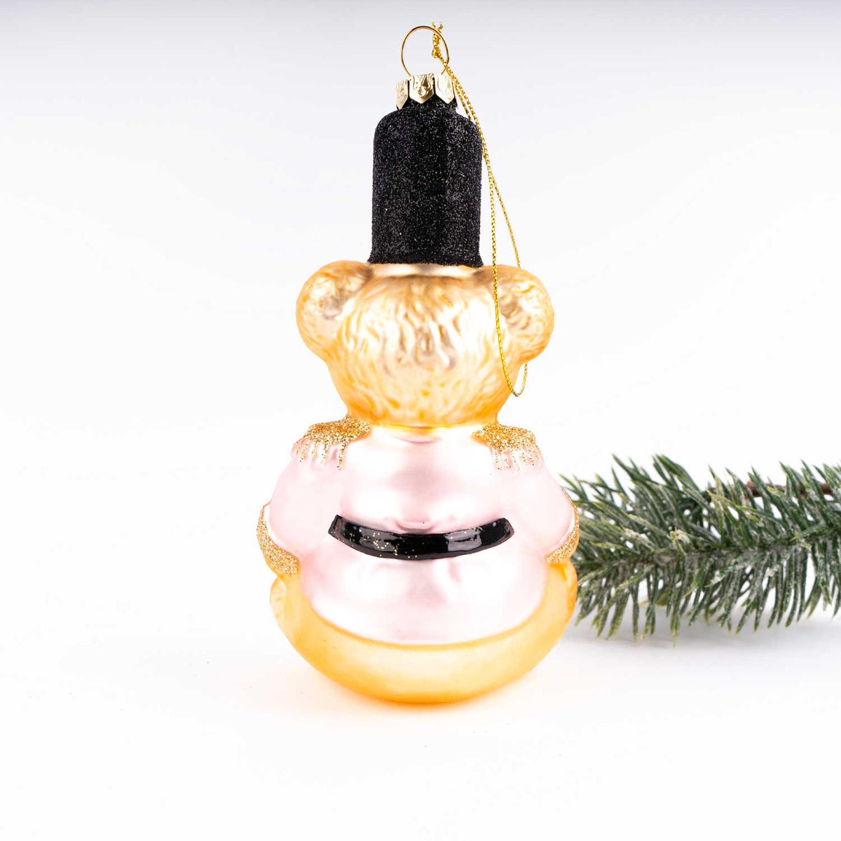 Pink Jacket Teddy Bear Glass Christmas Ornament