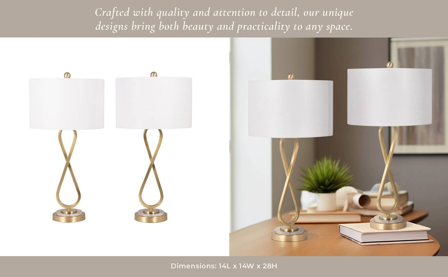 28 in. Metallic Gold Metal Infinity Table Lamp