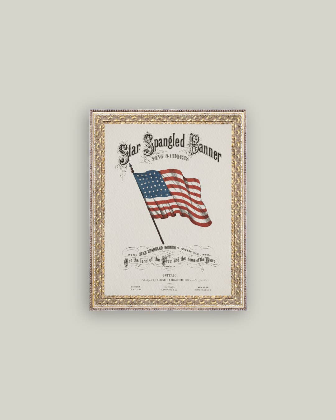Vintage Star Spangled Banner Framed Antique Art