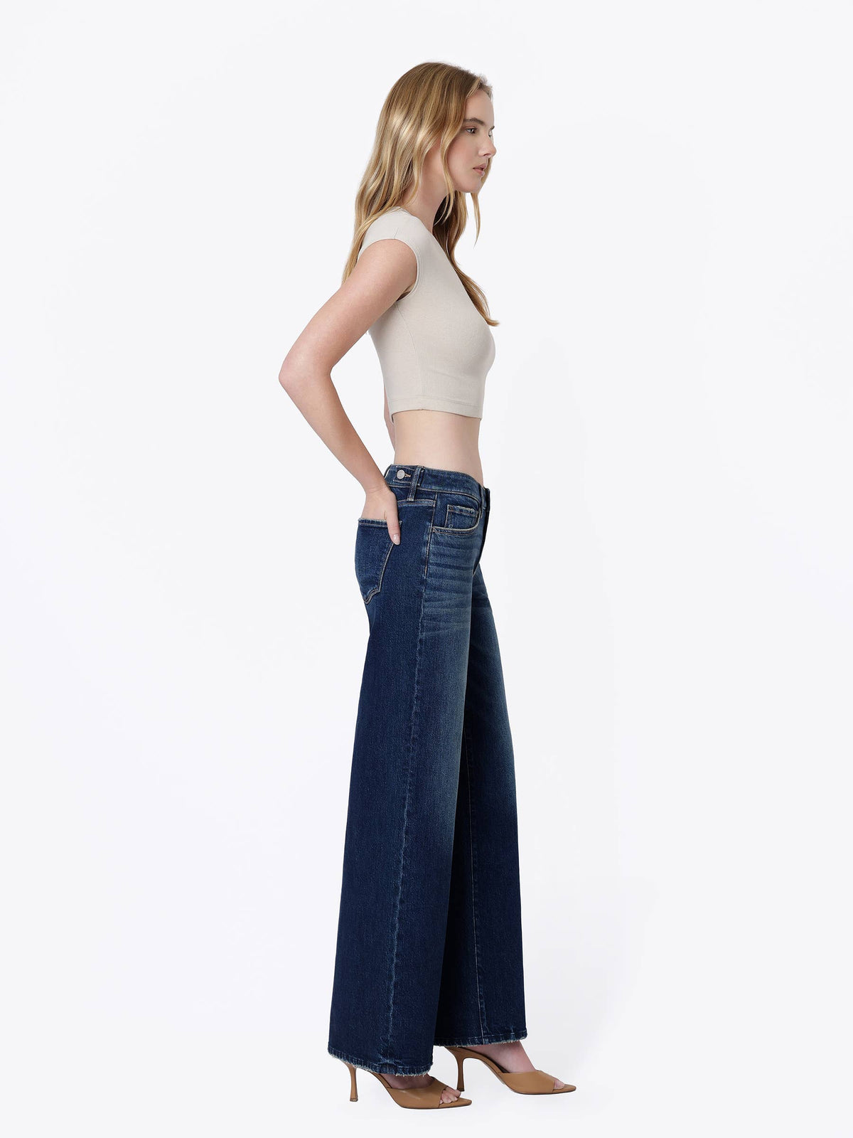 DARK WASH TINTED WIDE JEANS