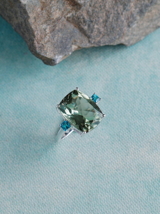 Green Amethyst Gemstone Ring