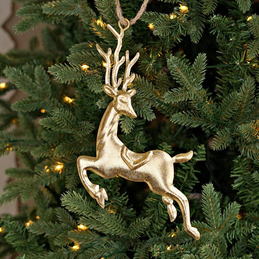 570675- Dazzling Gold Metal Deer Ornament-6.5W x 9.5L