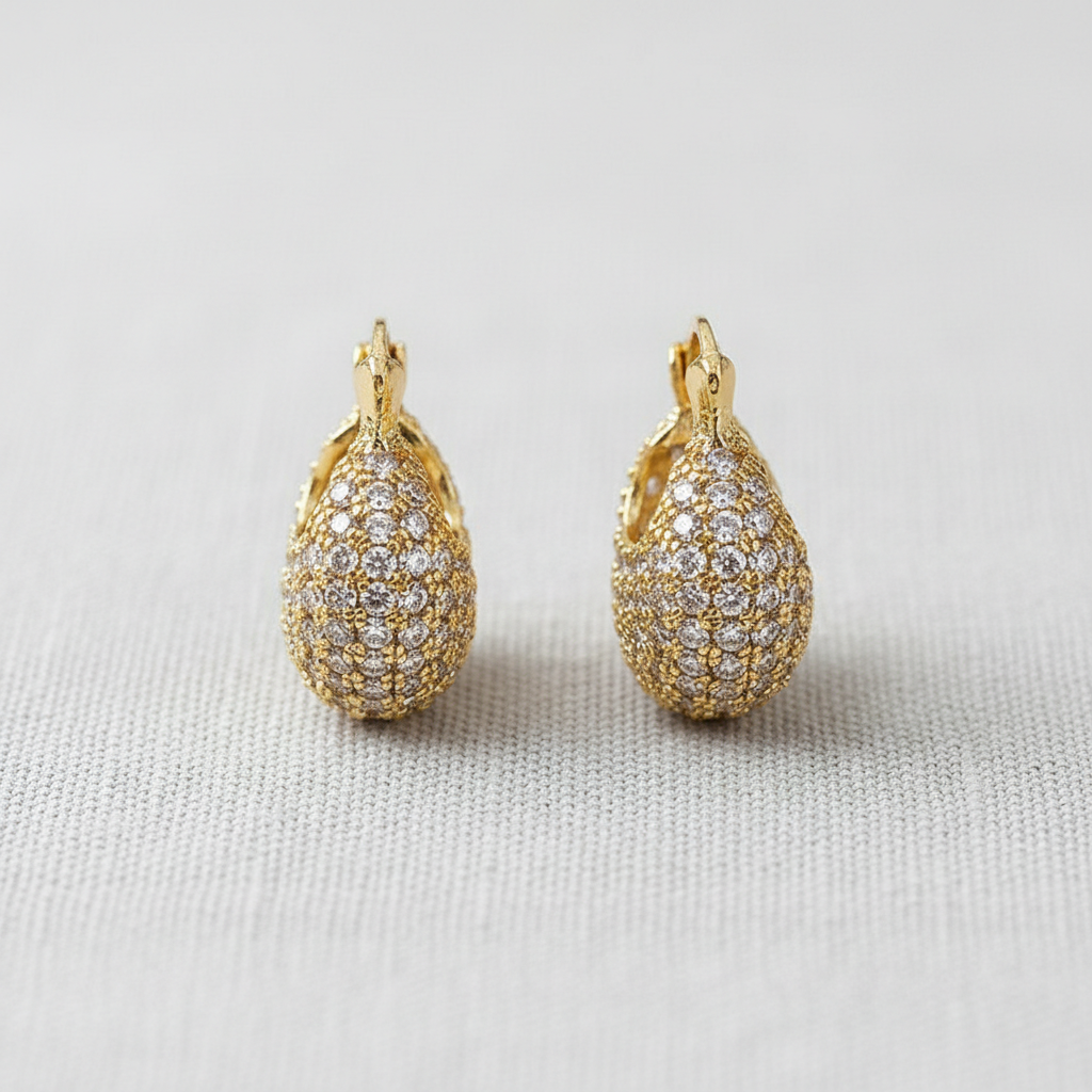 Vintage Inspired Pave Basket Stud Earrings