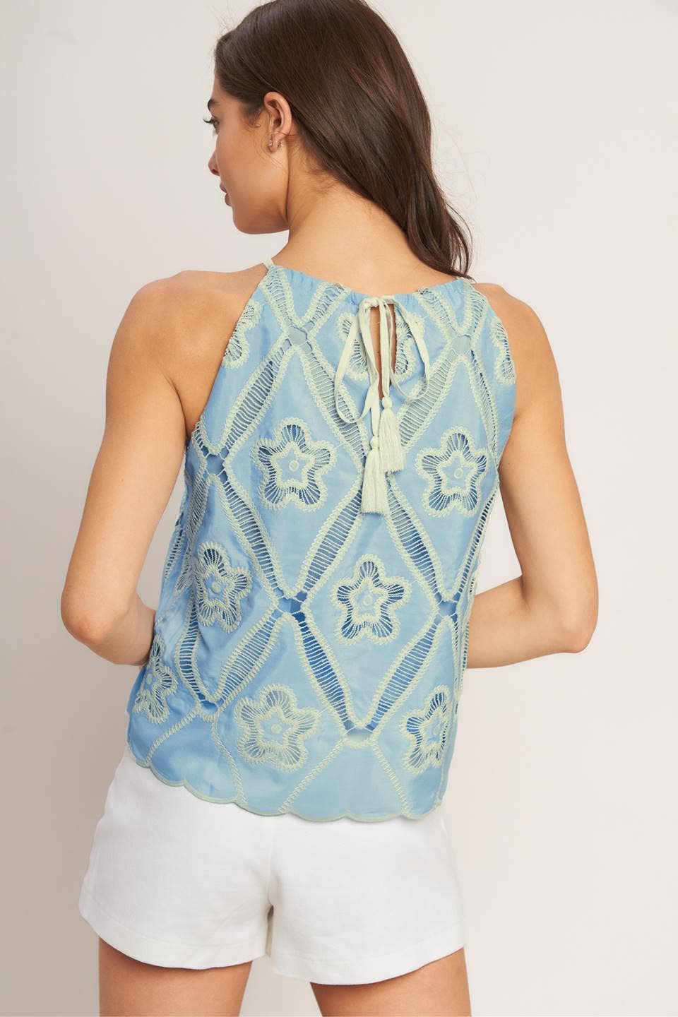 Woven Embroidered Halter Top
