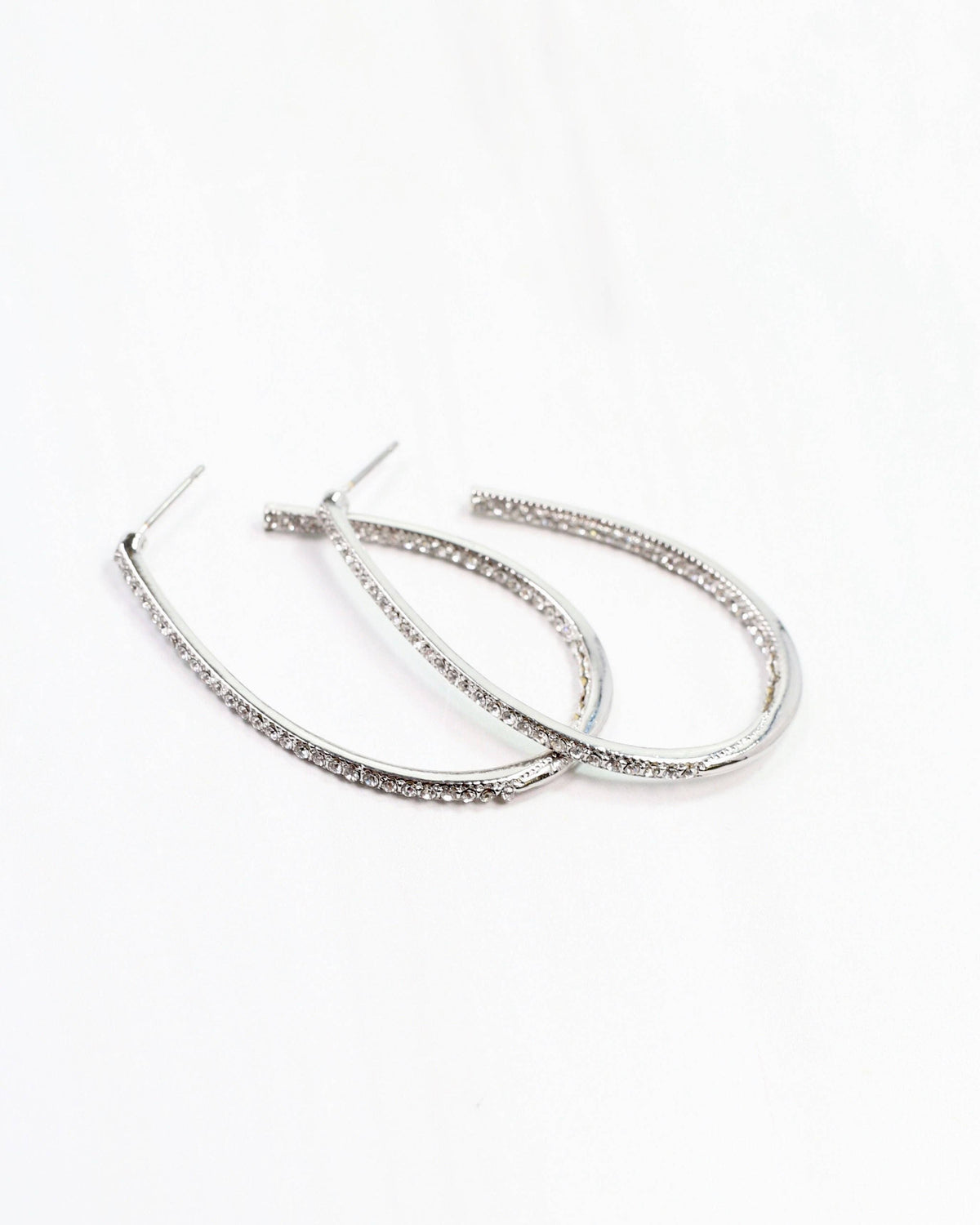 Bethie Crystal Oval Hoop Silver