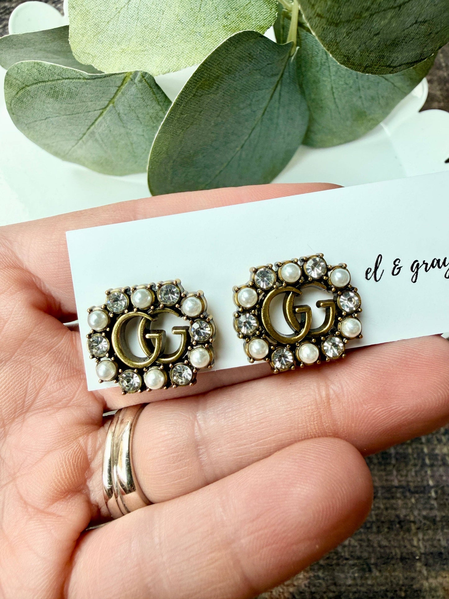 Upcycled Gucci Pearl Pendant Earrings
