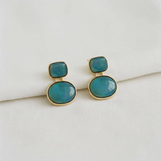 Natural Shell Iridescent Geometric Drop Earrings