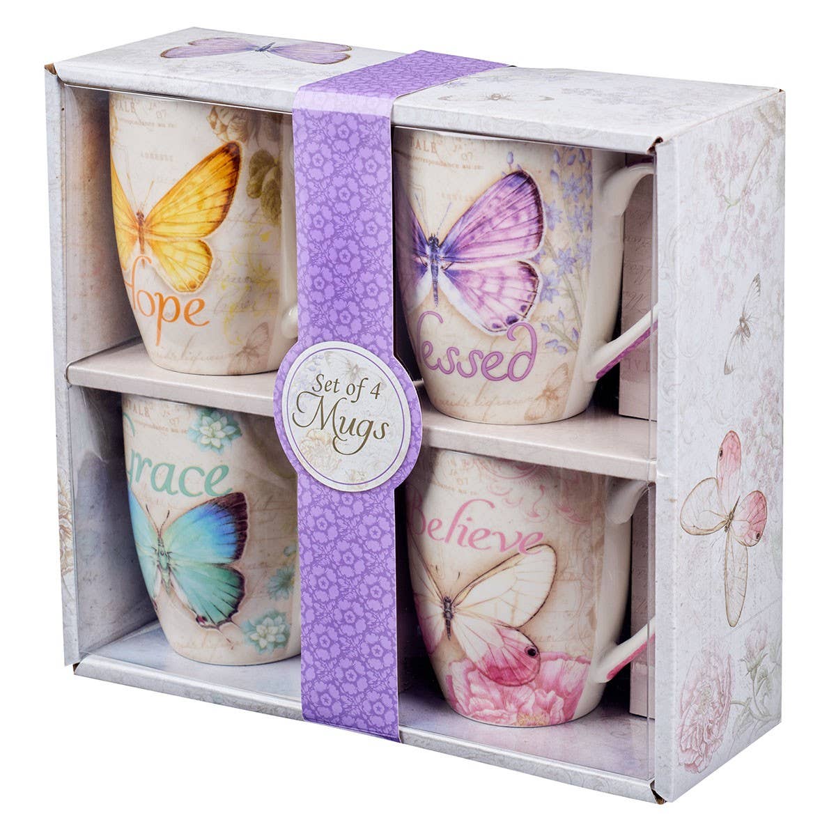 Mug Set 4pc Butterflies