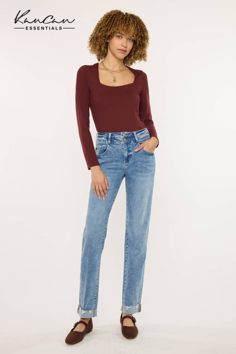 HIGH RISE SLIM STRAIGHT JEANS